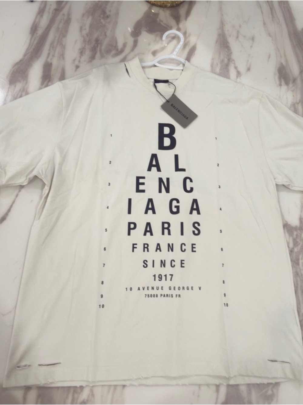 Balenciaga Men's Cream Graphic Logo T-Shirt large oversized like XL